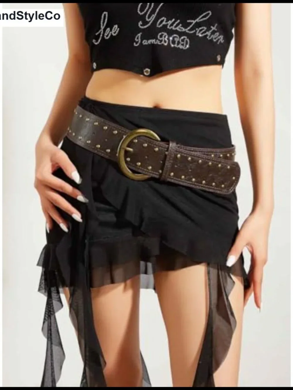 Wide Western Cowgirl Faux Leather Belt with Metal Buckle for Jeans Dresses